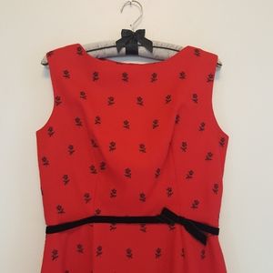 Vintage Mid Century Lanz Red Wool Sleeveless Dress